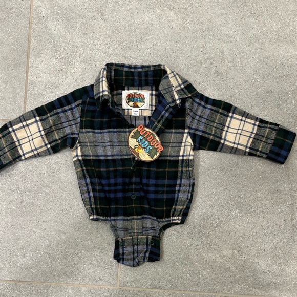 NWT Bass pro flannel button up bodysuit 3-6m - Picture 1 of 1